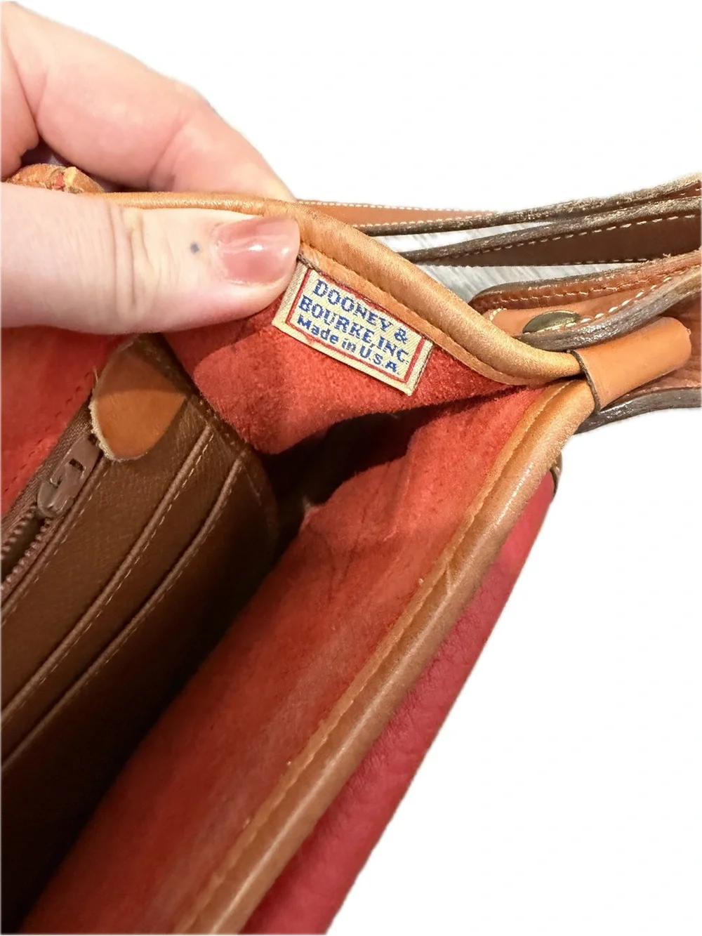 Coach Red Pebbled Leather Crossbody with Tan Trim